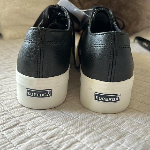 Superga 2790 Nappa matte black platform fashion sneakers 9 women’s - Picture 4 of 13